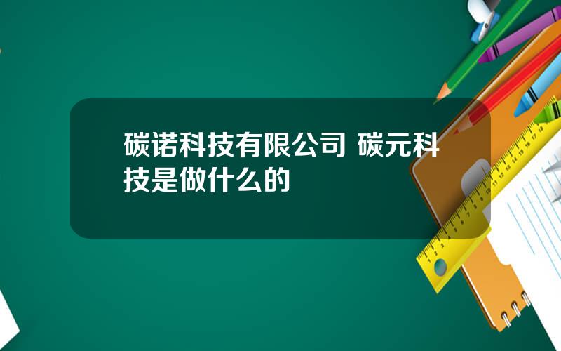 碳诺科技有限公司 碳元科技是做什么的